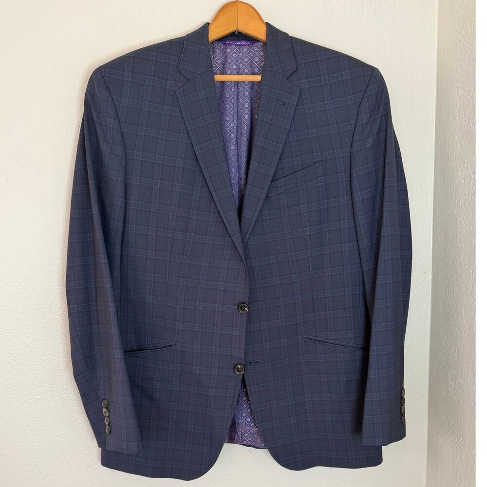 Men's Ted Baker‎ London Endurance Navy Plaid Dress Jacket Blazer Sz 40R